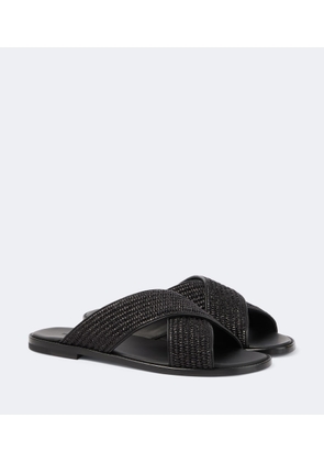 Manolo Blahnik Otawi raffia slides