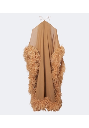 Taller Marmo Sza Sza Spirito feather-trimmed kaftan