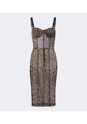 Dolce&Gabbana Leopard-print cotton and silk bustier dress