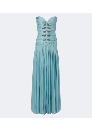 Costarellos Ruched LurexÂ® georgette gown