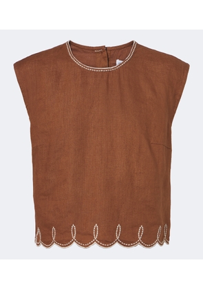 Veronica Beard Kessan embroidered linen top