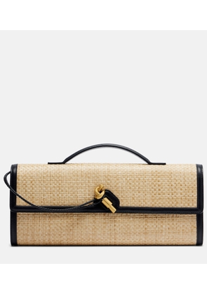 Bottega Veneta Andiamo leather-trimmed raffia clutch