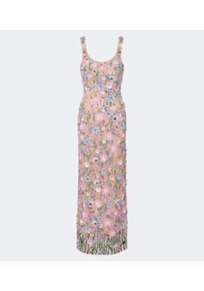 La Fuori Embellished floral-applique gown