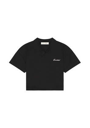 Fear of God ESSENTIALS Kids Signature Classic Short Sleeve Polo in Vintage Black - Black. Size 4/5 (also in 2/3, 6/7).