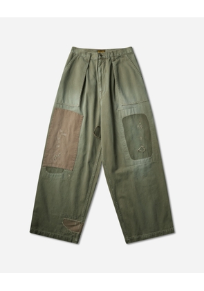 Men s Herringbone Fatigue Baggy Pants (Rushfiled Remake) Khaki