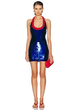 Retrofete Lunexa Embroidered Dress in Santorini - Blue. Size M (also in XS).