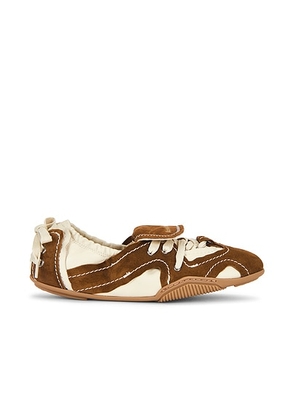 Acne Studios Bilaria Flap Suede Sneaker in Off White & Brown - Brown. Size 40 (also in 36, 37, 38, 39, 41).