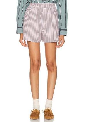 Varley Darina Short in Cocoa Blue Stripe - Blue. Size XS (also in S, L).