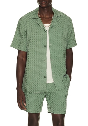 OAS Waffle Cuba Shirt in Green - Green. Size L (also in S, M, XL/1X).