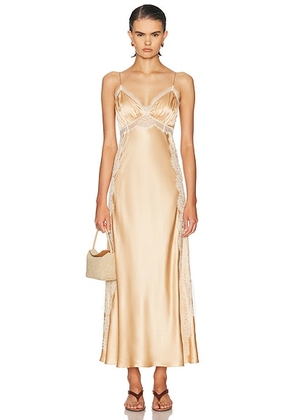 LoveShackFancy Shia Dress in Pale Gold - Yellow. Size 4 (also in 0, 2).