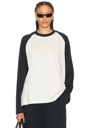 WARDROBE.NYC Raglan Tee in Black & Dove - Black. Size XS (also in ).