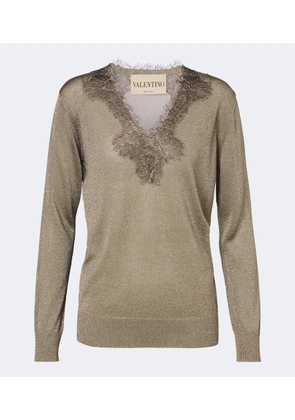 Valentino Metallic lace applique sweater