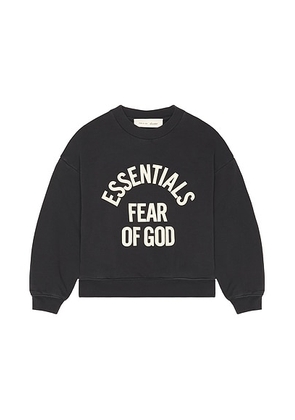 Fear of God ESSENTIALS Kids Campus 90's Crewneck Sweatshirt in Faded Black - Black. Size 2/3 (also in 4/5, 6/7).