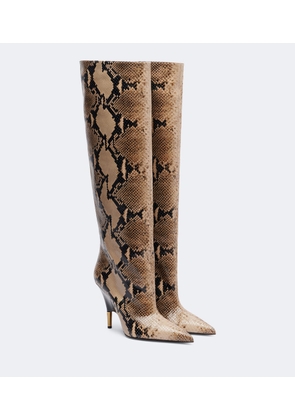 Khaite Bella snake-effect leather knee-high boots