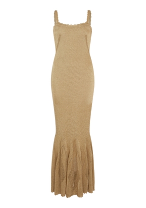 Conner Ives Exclusive La Isla Metallic-Knit Godet-Hem Gown - Moda Operandi