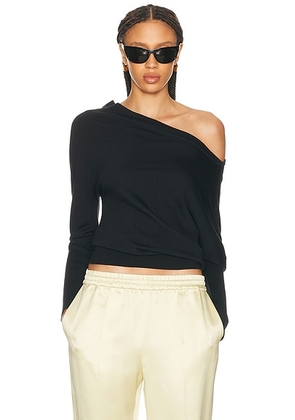 TOM FORD Wool Silk Off The Shoulder Top in Black - Black. Size L (also in XS, M).