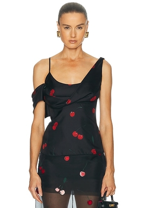 Monse Printed Silk Scarf Top in Black Multi - Black. Size 4 (also in 2, 6).