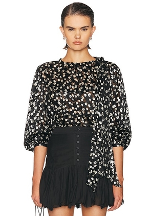 Isabel Marant Firma Blouse in Black & Ecru - Black. Size 42 (also in 34, 36, 38, 40).