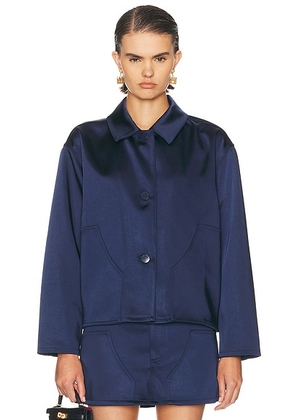RENGGLI Satin Jacket in Midnight - Navy. Size M (also in L, S).