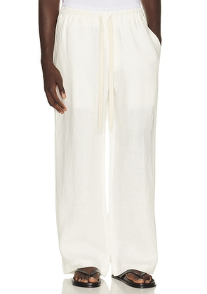 Commas Wide Leg Linen Trousers in White - White. Size S (also in M, L, XL/1X, XXL/2X).