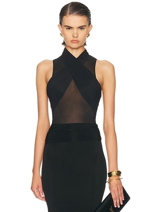 WARDROBE.NYC Translucent Tank Bodysuit in Black - Black. Size L (also in S, M).