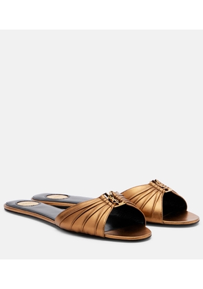 Saint Laurent Babylone metallic leather slides