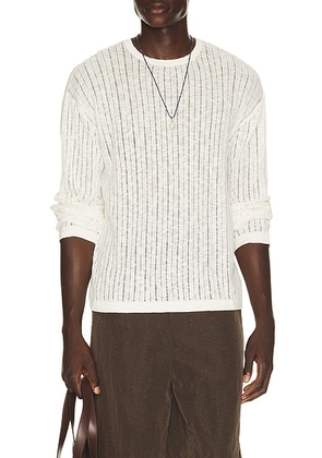 Commas Pointelle Knit Sweater in Off White - White. Size S (also in L, XL/1X).