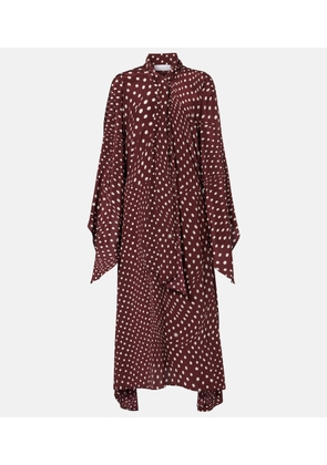 Stella McCartney Polka-dot tie-neck silk midi dress