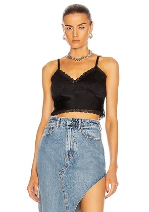 Alexander Wang Lace Trim Fitted Cami Top in Black - Black. Size L (also in ).
