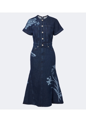 Erdem Printed denim midi dress