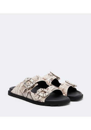 Roger Vivier Slidy Viv' snake-print leather sandals