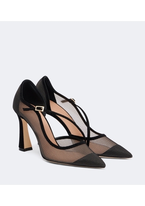 Malone Souliers D'Orsay suede-trimmed pumps