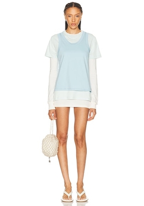 WARDROBE.NYC Layered Tee Mini Dress in Dove  Vapor  & Powder - iVORY. Size XS (also in S, M, L, XL).