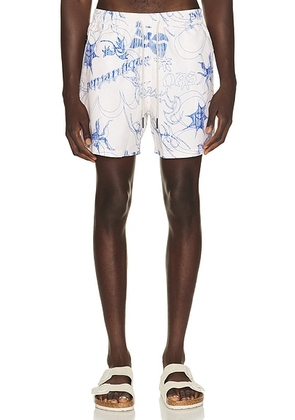 OAS Romantique Swim Shorts in Blue - Blue. Size M (also in S, L, XL/1X).