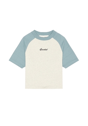 Fear of God ESSENTIALS Kids Signature Baseball Tee in Oatmeal & Coastal - Multi. Size 6/7 (also in 2/3, 4/5).