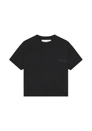 Fear of God ESSENTIALS Kids Classic Short Sleeve Tee in Vintage Black - Black. Size 6/7 (also in 2/3, 4/5).