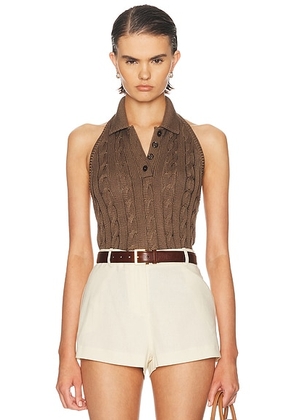 Ralph Lauren Collection Sleeveless Halter Polo Sweater in Portobello - Brown. Size L (also in M).