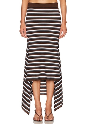Monse Stripe Cascade Skirt in Brown Multi - Brown. Size M (also in L).