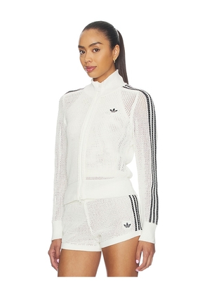 adidas Originals Knitted Crochet Firebird Track Top in White. Size XS. Also in XL/1X.
