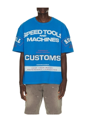 Deus Ex Machina Flohmarkt Oversized Tee in Blue. Size S. Also in M, L, XL/1X, XXL/2X.
