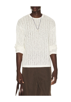 Commas Pointelle Knit Sweater in White. Size S. Also in L, XL/1X.