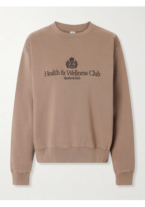 Sporty & Rich - Logo-embroidered Cotton-jersey Sweatshirt - Neutrals - x small,small,medium,large,x large