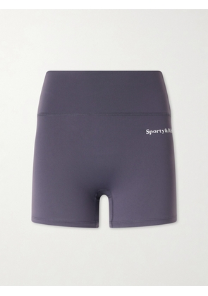 Sporty & Rich - Logo-print Stretch-jersey High-rise Tennis Shorts - Gray - x small,small,medium,large,x large
