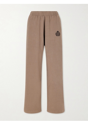 Sporty & Rich - Logo-embroidered Cotton-jersey Wide-leg Sweatpants - Neutrals - x small,small,medium,large,x large