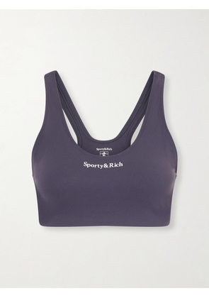 Sporty & Rich - Logo-print Stretch-jersey Sports Bra - Gray - x small,small,medium,large,x large