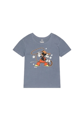 Junk Food Kids Mickey Mouse Lasso Tee in Blue. Size S. Also in XXS, XS, M, L.