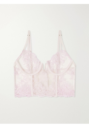 Kiki de Montparnasse - Juliette Longline Lace-trimmed Mesh Underwired Bra - Pink - x small,small,medium,large