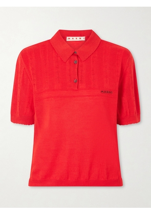 Marni - Patterned Wool And Silk-blend Knitted Polo Shirt - Red - IT38,IT40,IT42,IT44,IT46,IT48