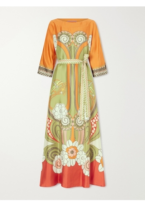 La DoubleJ - Muumuu Belted Printed Silk-twill Maxi Dress - Multi - xx small,x small,small,medium,large,x large,xx large