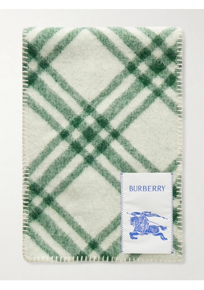 Burberry - Logo-appliquéd Checked Wool Scarf - Green - One size